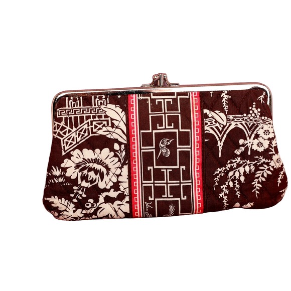 VERA BRADLEY RETIRED‎ IMPERIAL TOILE BROWN & PINK WALLET - Picture 1 of 2